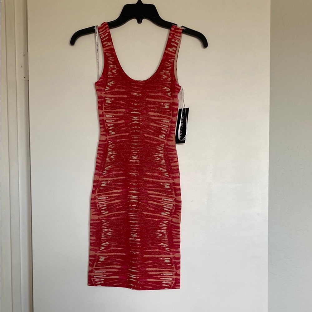 Red Patterned Sleeveless Dress
